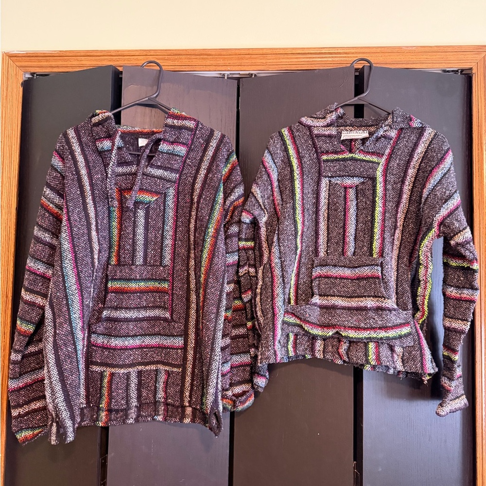 Striped Multicolor rug hoodies/ponchos; unisex